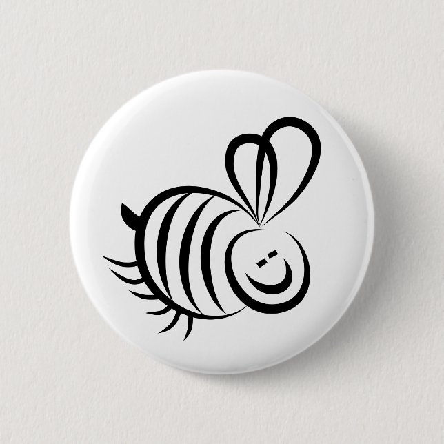 Chapa Redonda De 5 Cm Abeja negra (Anverso)