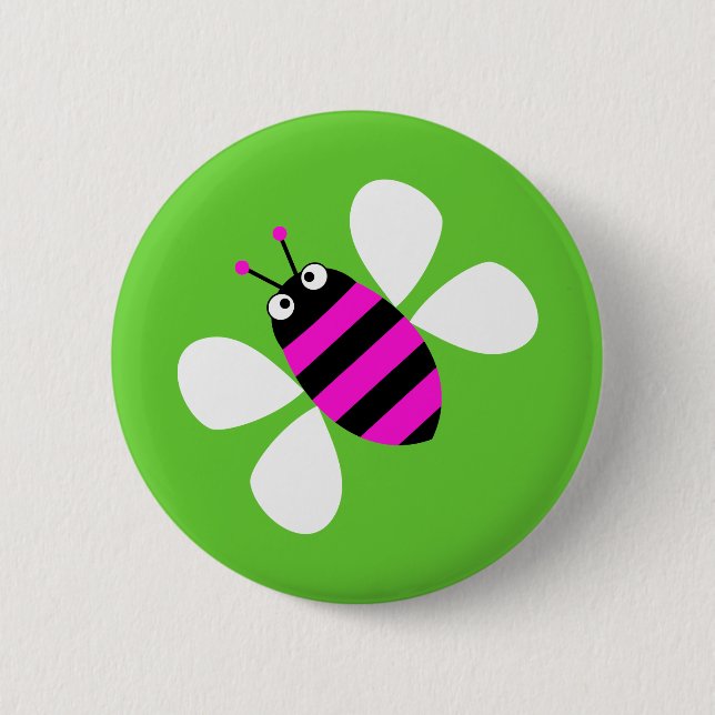 Chapa Redonda De 5 Cm Abeja rosada (Anverso)