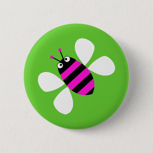 Chapa Redonda De 5 Cm Abeja rosada
