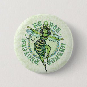 Chapa Redonda De 5 Cm Abeja verde Earthday por los estudios de Mudge