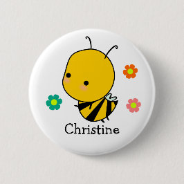 Chapa Redonda De 5 Cm Abeja y flores personalizadas 