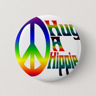 Chapa Redonda De 5 Cm abrace a un hippie
