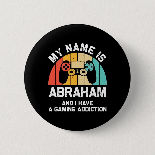 Chapa Redonda De 5 Cm Abraham Gift Name Personalized Funny Gaming Geek B (Anverso)