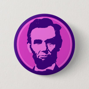 Chapa Redonda De 5 Cm Abraham Lincoln en el arte pop rosa y morado