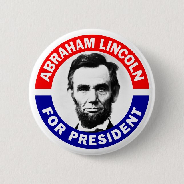 Chapa Redonda De 5 Cm Abraham Lincoln Presidente (Anverso)