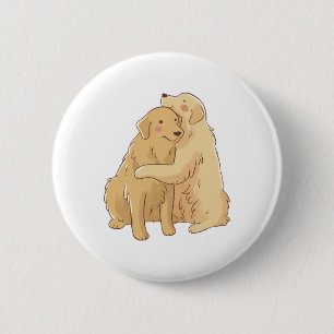 Chapa Redonda De 5 Cm Abrazo de Golden Retriever