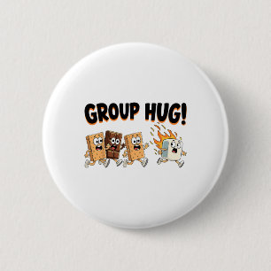Chapa Redonda De 5 Cm Abrazo de grupo Malvavisco Smore Divertido Camping