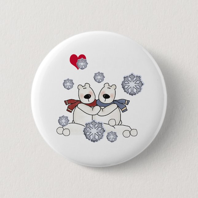 Chapa Redonda De 5 Cm Abrazo de oso polar (Anverso)