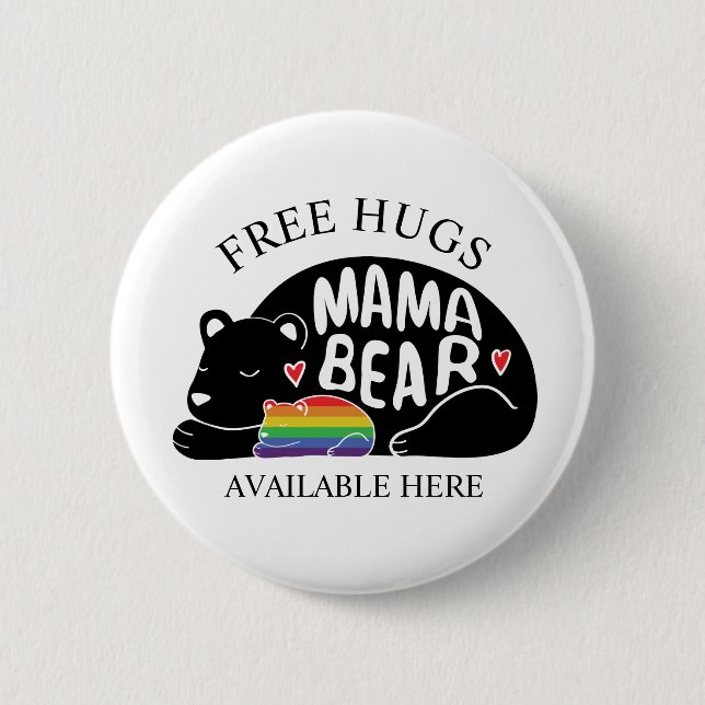 Chapa Redonda De 5 Cm Abrazos gratis de Mama Bear (Anverso)