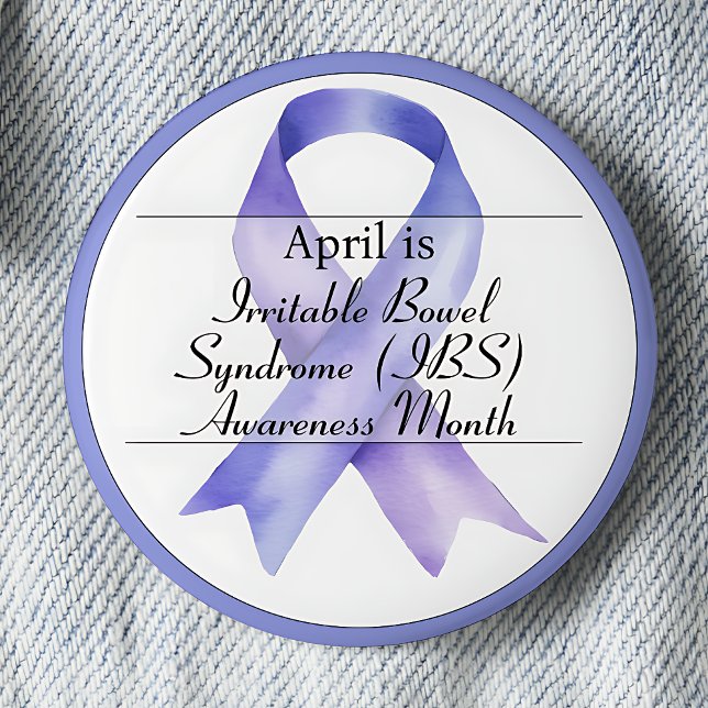 Chapa Redonda De 5 Cm Abril mes irritable de sensibilización sobre el sí (Periwinkle awareness ribbon.  April is Irritable Bowel Syndrome (IBS) Awareness Month.)