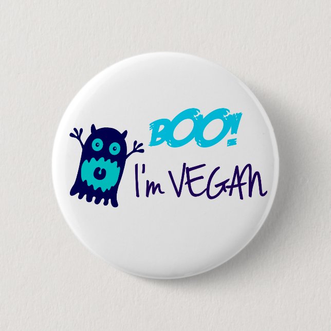 Chapa Redonda De 5 Cm ¡Abucheo! Soy vegano (Anverso)