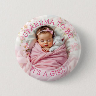 Chapa Redonda De 5 Cm Abuela a ser | Es un Baby Shower Chica