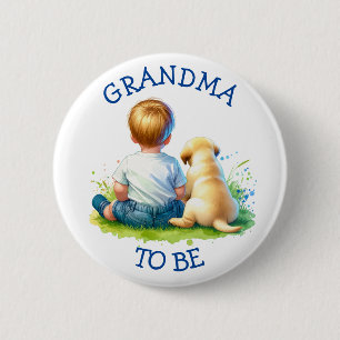 Chapa Redonda De 5 Cm Abuela a ser Un bebé y su Baby Shower de perro