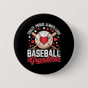 Chapa Redonda De 5 Cm Abuela de béisbol orgullosa siempre fuerte madres