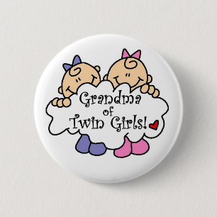 Chapa Redonda De 5 Cm Abuela de Chicas gemelos camisetas y regalos