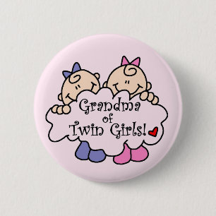 Chapa Redonda De 5 Cm Abuela de Chicas gemelos camisetas y regalos