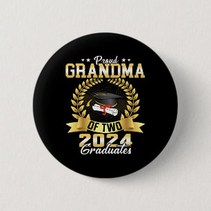 Chapa Redonda De 5 Cm Abuela De Dos Gemelos De Graduación De 2024 De La