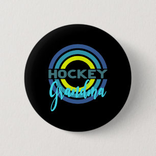 Chapa Redonda De 5 Cm Abuela de hockey con círculos de hockey modernos