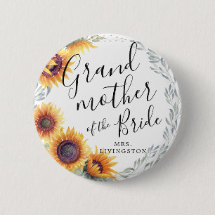 Chapa Redonda De 5 Cm Abuela de la novia   Boda de Girasol Florals