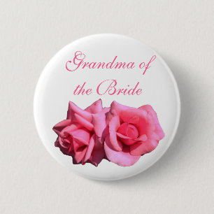 Chapa Redonda De 5 Cm abuela de la novia con rosa rosa, boda