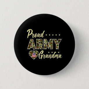 Chapa Redonda De 5 Cm Abuela del Ejército Orgulloso Hombre Camuflaje Sol