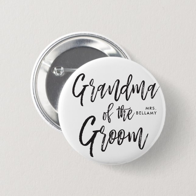 Chapa Redonda De 5 Cm Abuela del Groom | Boda personalizada con estilo d (Anverso y reverso)