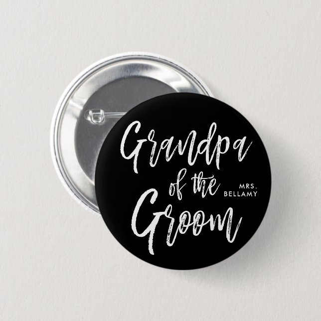 Chapa Redonda De 5 Cm Abuela del Groom | Estilo de script Personalizado  (Anverso y reverso)