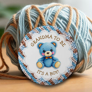 Chapa Redonda De 5 Cm Abuela en camino Oso de peluche tejido para baby