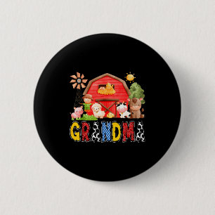 Chapa Redonda De 5 Cm Abuela Granja Vaca Roja Cumpleaños Niño Familia Co