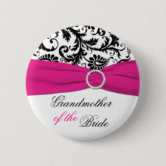 Chapa Redonda De 5 Cm Abuela negra, blanca, fucsia del Pin de la novia