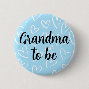 Chapa Redonda De 5 Cm Abuela para ser Baby Shower azul del corazón blanc