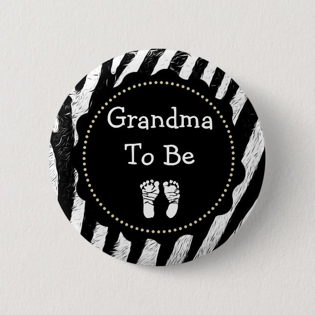 Chapa Redonda De 5 Cm Abuela para ser Baby Shower de impresión de cebra (Anverso)