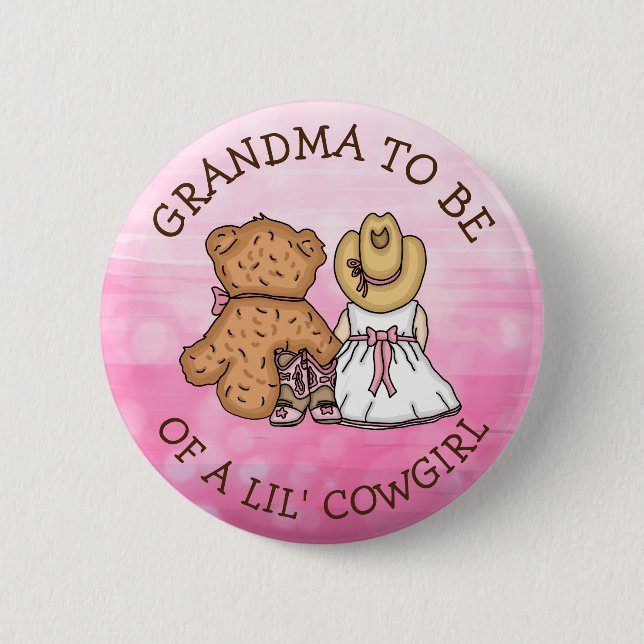 Chapa Redonda De 5 Cm Abuela para ser de Lil' Cowgirl Baby Shower (Anverso)