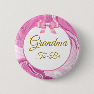 Chapa Redonda De 5 Cm Abuela para ser rosa y oro de Baby Shower