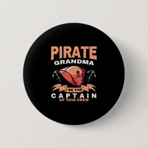 Chapa Redonda De 5 Cm Abuela pirata hombre capitán caribeña abuela