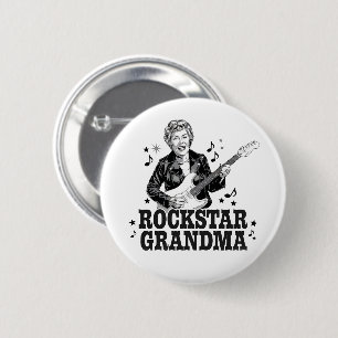 Chapa Redonda De 5 Cm Abuela Rockstar - Diseño de música divertida y ret