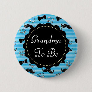 Chapa Redonda De 5 Cm Abuela será la abuela azul Bowtie Baby Shower