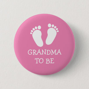 Chapa Redonda De 5 Cm ABUELITA EN CAMINO botones de huellas de bebé rosa