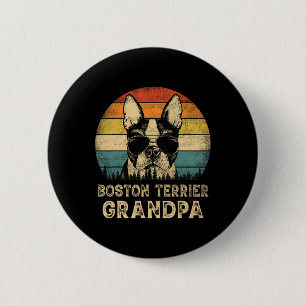 Chapa Redonda De 5 Cm Abuelo Boston Terrier Vintage Amantes de los Perro