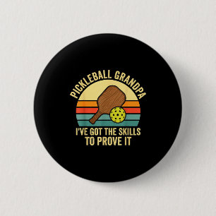 Chapa Redonda De 5 Cm Abuelo de pickleball remo de puesta de sol vintage