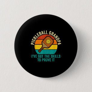 Chapa Redonda De 5 Cm Abuelo de pickleball remo puesta de sol vintage