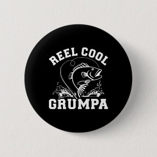 Chapa Redonda De 5 Cm Abuelo Gruñón Genial para el Abuelo Pescador