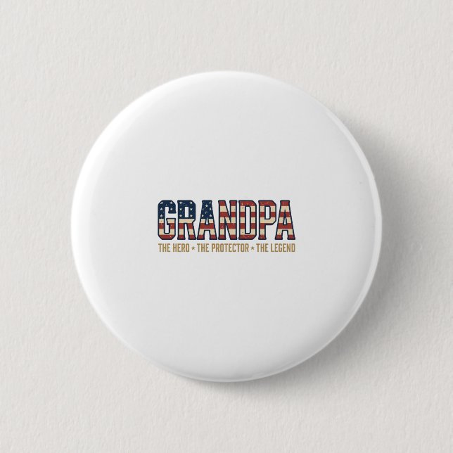 Chapa Redonda De 5 Cm Abuelo Patriótico Héroe Protector Leyenda Vector D (Anverso)