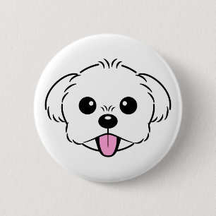 Chapa Redonda De 5 Cm Aburrido perro de la frívola de Bichon blanco pega