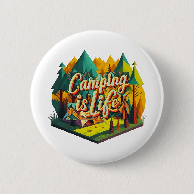 Chapa Redonda De 5 Cm Acampar es Vida (Anverso)