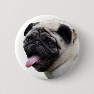 Chapa Redonda De 5 Cm Accesorios de fotos Pug en blanco para manipular, 