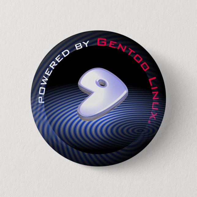 Chapa Redonda De 5 Cm ACCIONADO POR Gentoo Linux (Anverso)