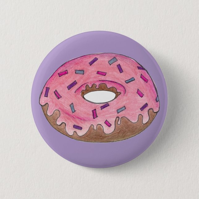 Chapa Redonda De 5 Cm Aceite de donut rosado con Sprinkles y comida chat (Anverso)