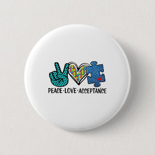 Chapa Redonda De 5 Cm Aceptación de amor por la paz del corazón _ Autism