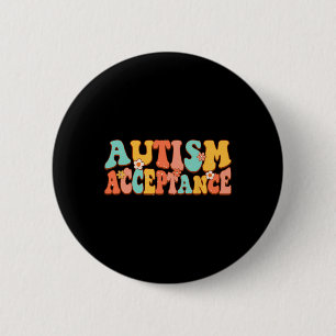 Chapa Redonda De 5 Cm Aceptación de la conciencia del autismo Groovy Ret